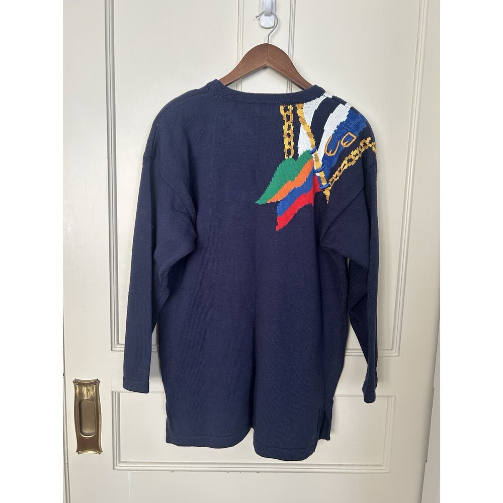 Vintage 90s Y2K Izod Novelty Sweater Womens Size XL Blue Classic Comfort NWT - Picture 4 of 9